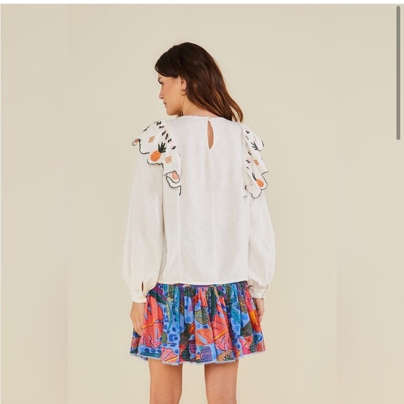 FARM Rio White Embroidered Fall Leaf white Blouse - Picture 5 of 5